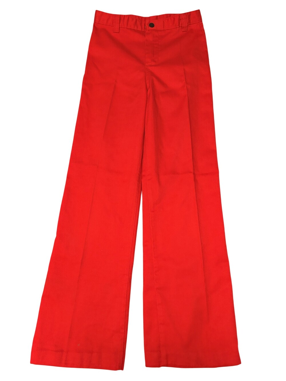 Vintage 70s Dittos Chino Pants Womens 25 Red Twill Flare Wide Leg Bellbottom